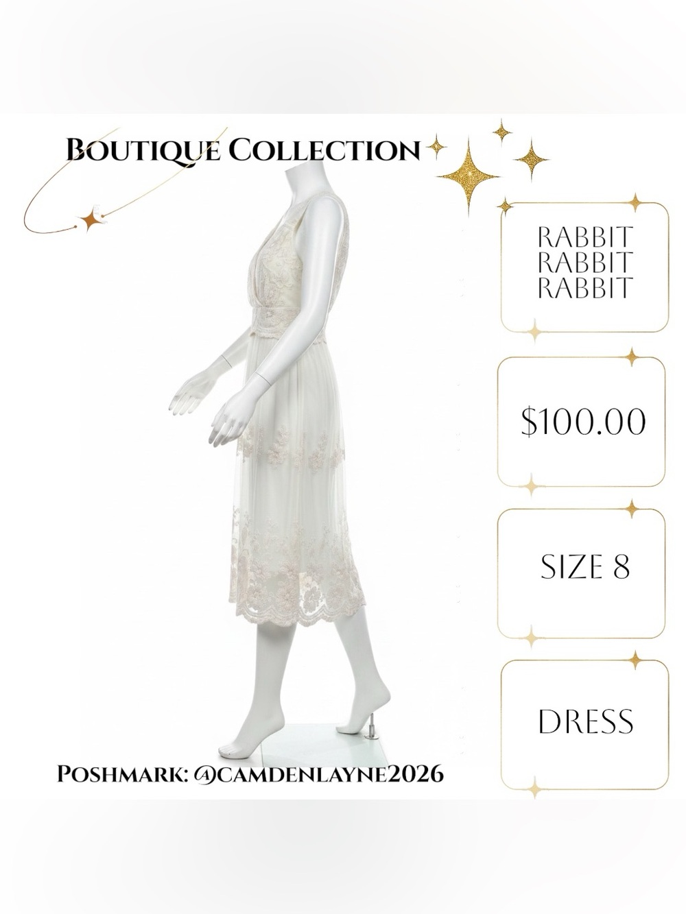 Rabbit Rabbit Rabbit White Lace Midi Dress - Picture 7 of 14